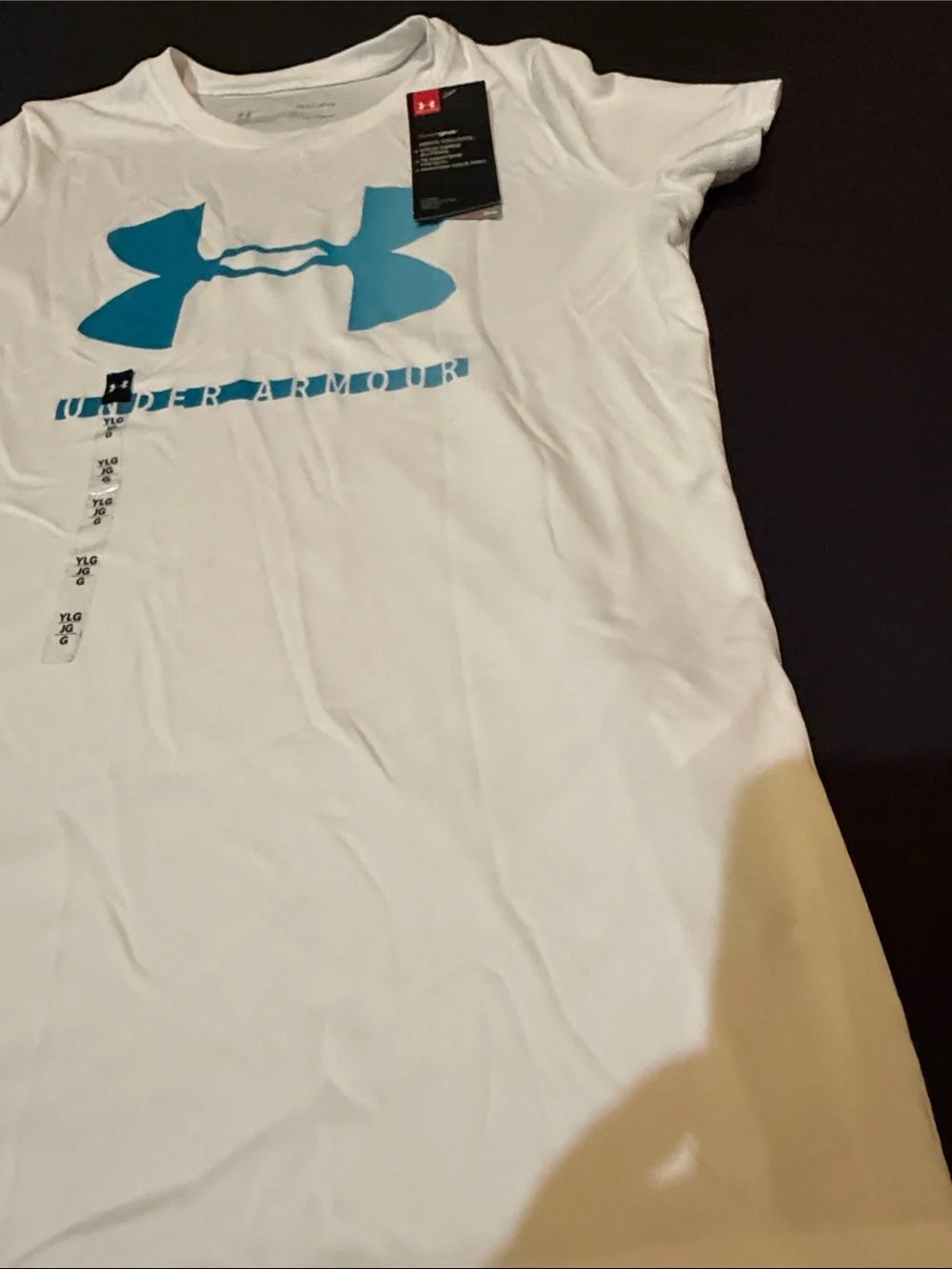 Under Armour White Short-Sleeve Performance Tee with Teal Logo